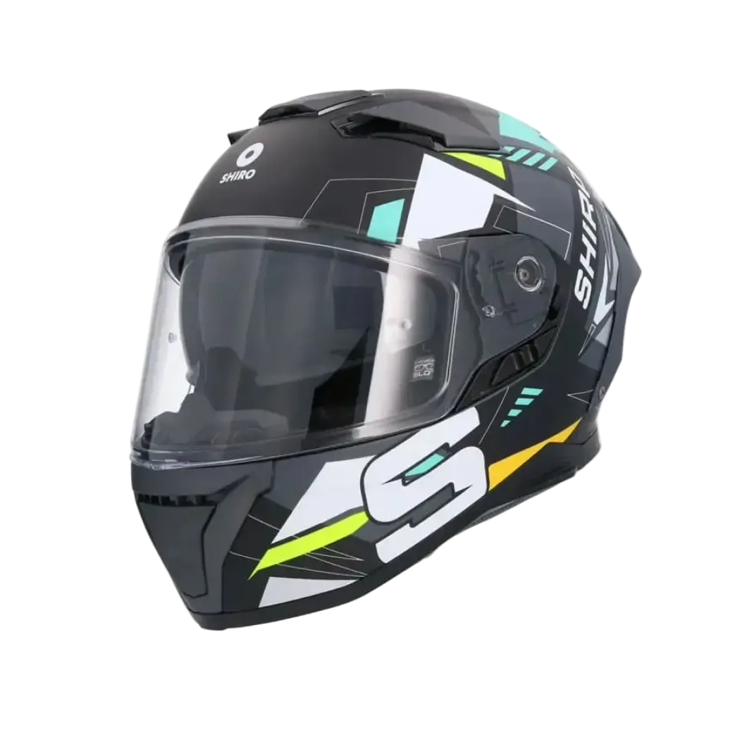 SHIRO FF939 Alpha Full Face Motorcycle Helmet Matte Black White Green