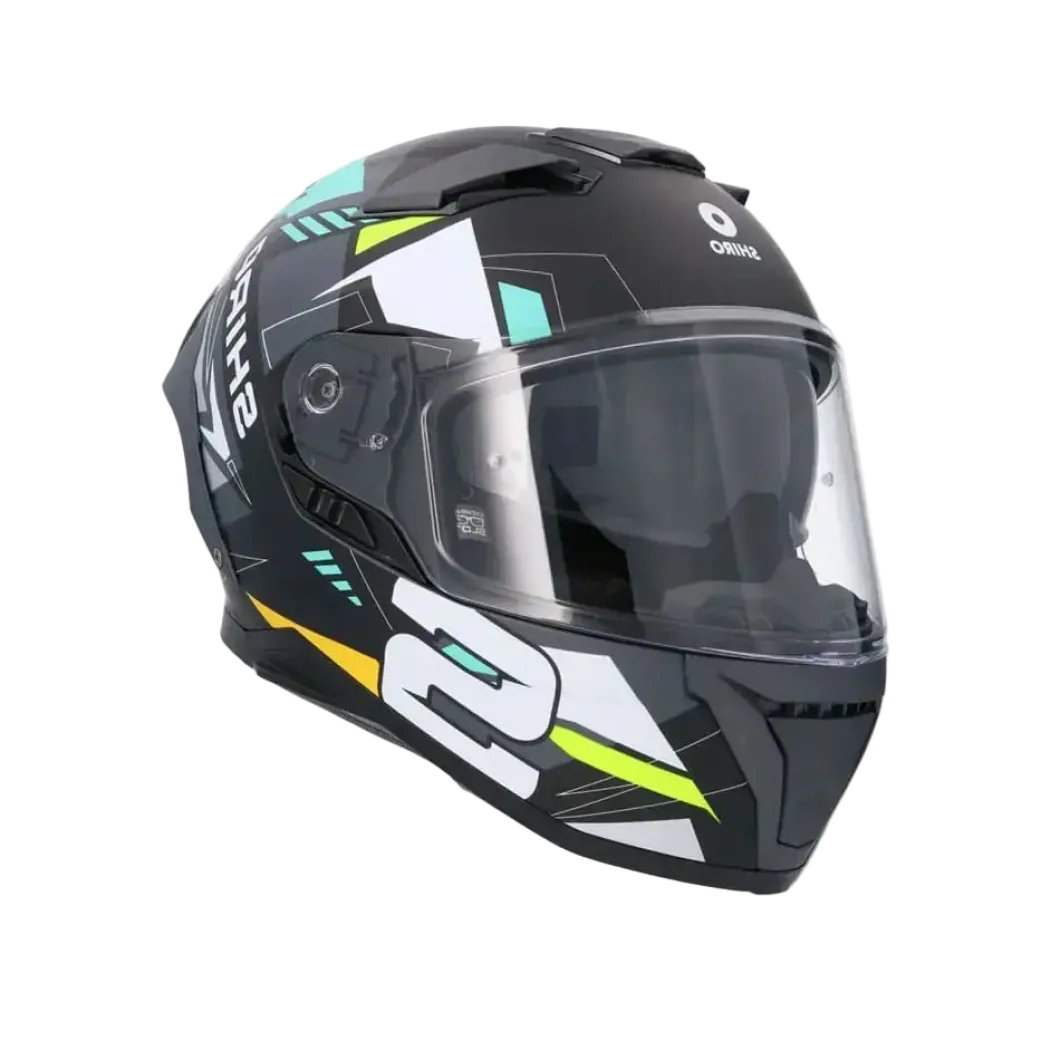 SHIRO FF939 Alpha Full Face Motorcycle Helmet Matte Black White Green