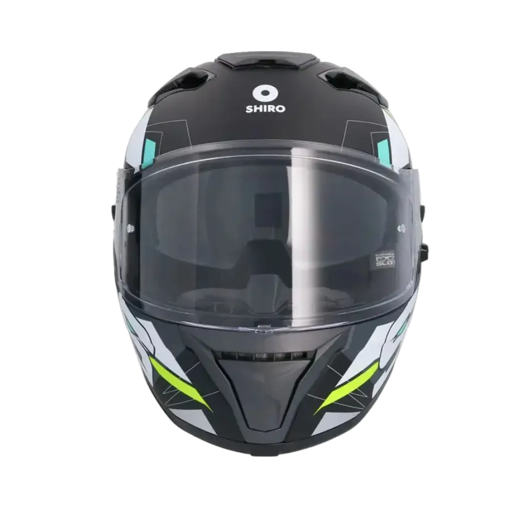 SHIRO FF939 Alpha Full Face Motorcycle Helmet Matte Black White Green