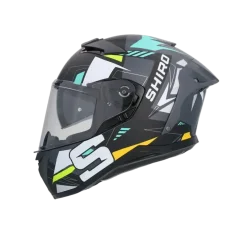 SHIRO FF939 Alpha Full Face Motorcycle Helmet Matte Black White Green