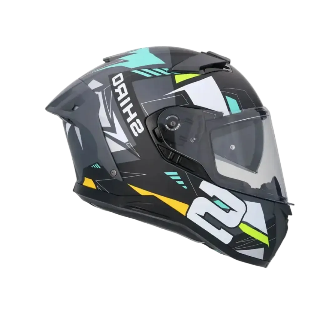 SHIRO FF939 Alpha Full Face Motorcycle Helmet Matte Black White Green