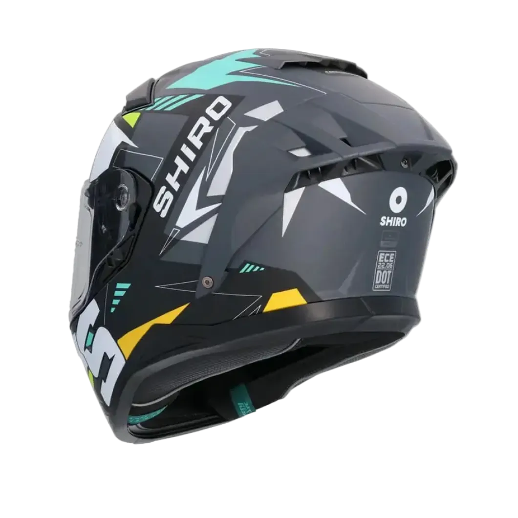 SHIRO FF939 Alpha Full Face Motorcycle Helmet Matte Black White Green