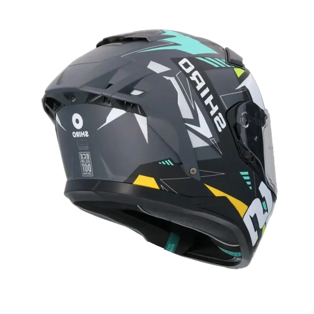 SHIRO FF939 Alpha Full Face Motorcycle Helmet Matte Black White Green