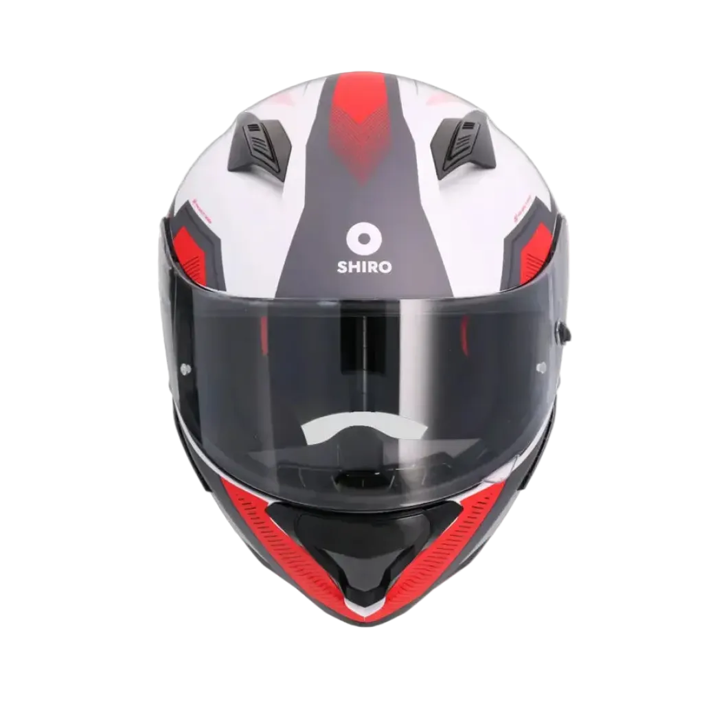SHIRO HUNTER SH-890 COMMAND Full Face Motorcycle Helmets Matte White Red