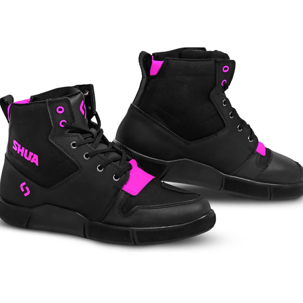 SHUA - Oddin Women's Urban Motorcycle Shoes - Black Pink