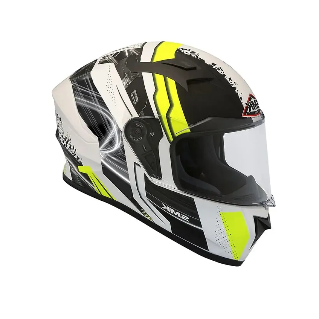 SMK STELLAR SWANK MA124 Full Face Motorcycle Helmets Matte Black Fluo Yellow Grey