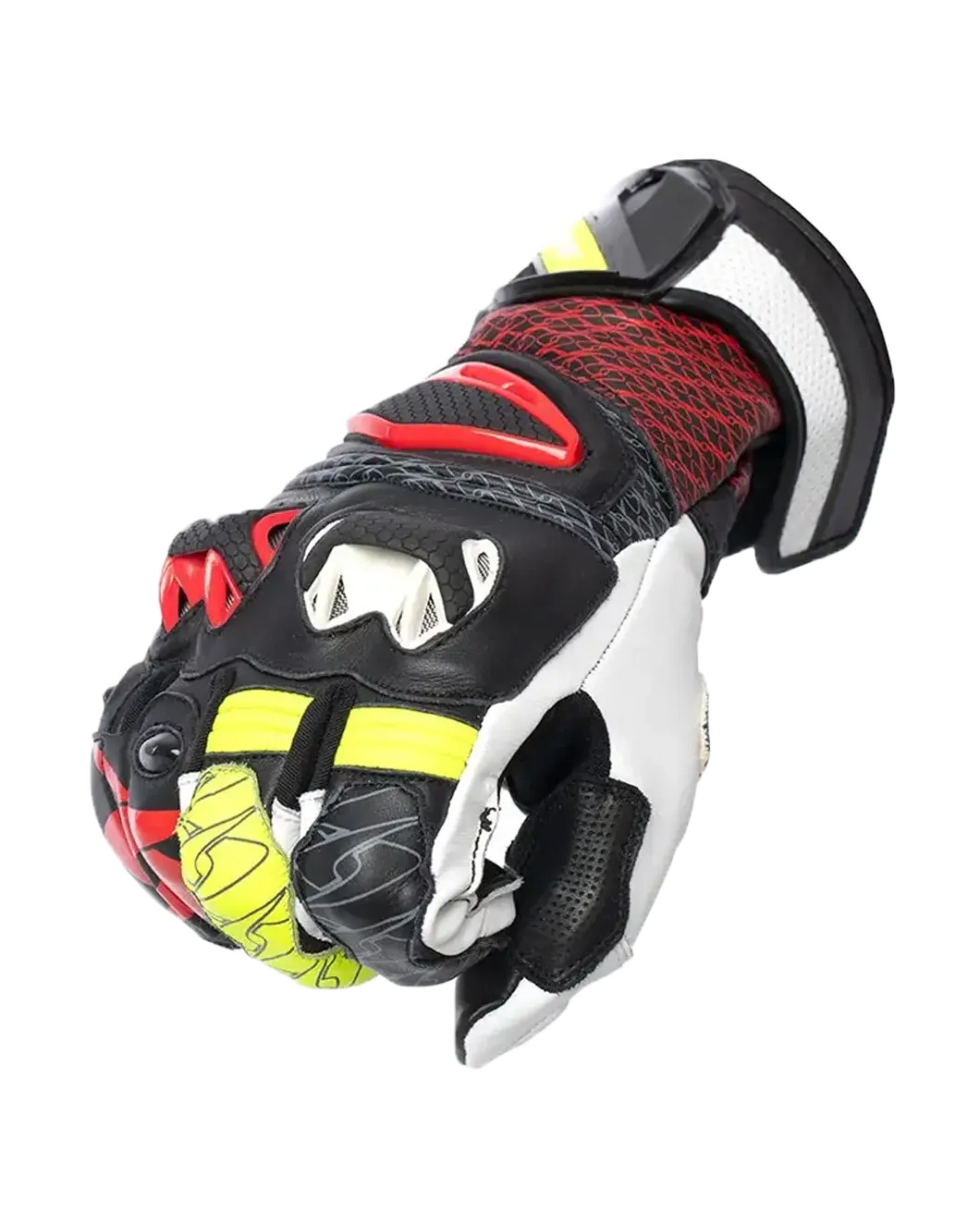 SPYKE Tech Pro Men's Racing Gloves Black White Red Flou Amarillo